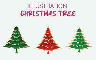 Merry Christmas Trees Illustration Vector Template Design
