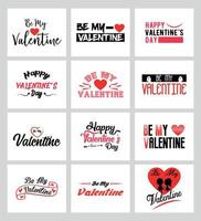 Happy valentine's day background with heart pattern and typography typographic lettering of text. Romantic love wallpaper banner. Quote, phrase and greeting. Vector illustration.