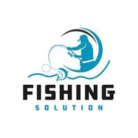 Fish fishing logo design vector