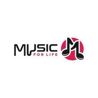 music logo design letter M vector