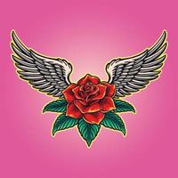 Angel Roses Wing Love Valentine Symbol Vector illustrations