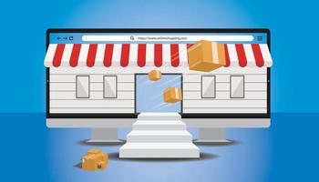 compras en línea en el sitio web o la aplicación móvil concepto vectorial marketing y marketing digital. vector