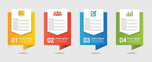 Business infographic thin line process with square template design with icons and 4 options or steps. Vector illustration.