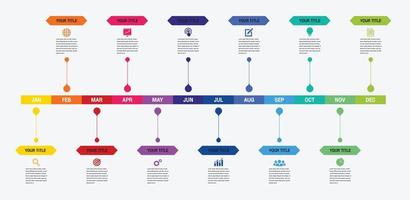 12 months or 1 year timeline infographic, timeline infographics for annual report and presentation,Timeline infographics design vector and Presentation business.