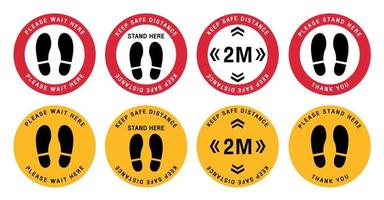 Social distancing. Footprint sign.Keep Social Distance 2 meter for prevention of spreading the infection in Covid-19. vector