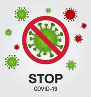 icono de parada de virus. Símbolo de protección de coronavirus., detener la ilustración de vector de signo y símbolo de covid-19