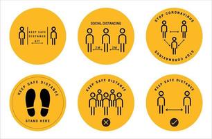 set of social distancing sign, keep your distance 2 Metre, avoid crowds. Infographic Icon. vector