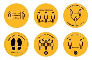 conjunto de letrero de distanciamiento social, mantenga su distancia de 2 metros, evite las multitudes. icono de infografía. vector