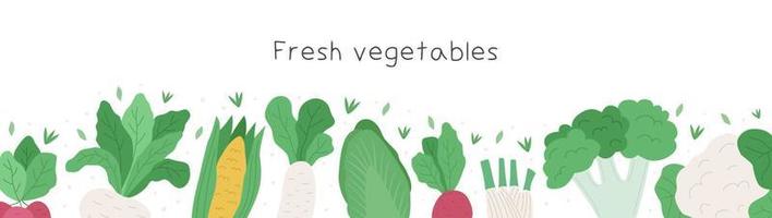 plantilla de banner horizontal de verduras frescas vector