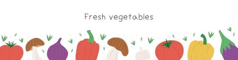 Fresh vegetables horizontal banner template vector