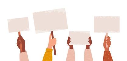 Female hands hold banners vector