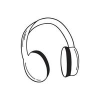 Headphones in doodle style. Hand drawn vector illustration isolated on white background.