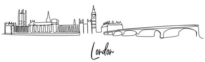 London bridge skyline - Continuous one line drawing. Modern design for promotion media. vector