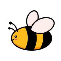 Cute bee vector illustration in doodle style. Colorful kids drawing for icon and logo design in yellow and black colors isolated on white