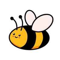 Ilustración de vector de abeja linda en estilo doodle. Niños coloridos dibujando para el diseño de iconos y logotipos en colores amarillo y negro aislados en blanco