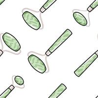 Gua sha and facial massage roller vector illustration. Seamless pattern with natural green quartz stones. Skin care, face yoga, home beauty procedures and routine background in cartoon style.