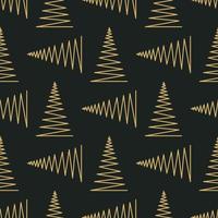 Seamless pattern with gold and black geometric Christmas trees Vector illustration. Winter holidays collection. Merry Christmas and Happy New year abstract textured background wallpaper design.