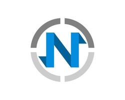 Circle shape with N letter initial vector