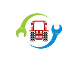 Destornillador invertido con tractor agrícola en el interior