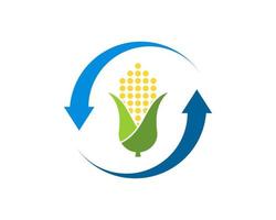 Upside down arrow with abstract corn inside vector