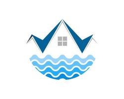 real estate house with abstract beach wave vector