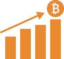 Bitcoin and bar graphs with rising prices. vector