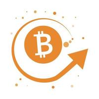 Stylish bitcoins and spinning arrows. vector