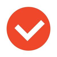 Round checkmark icon in red. vector