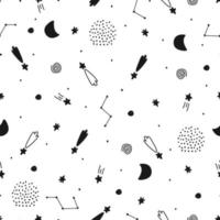 Baby seamless pattern space background with star on a white background hand drawn style cartoon design Use for print, wallpaper, decoration, textiles. Vector illustration