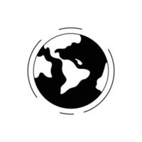 Earth icon world symbol The thin line icon has a black part in the ground and a circle around it. On a white background Vector illustration