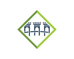 Square shape with bridge fortress inside vector