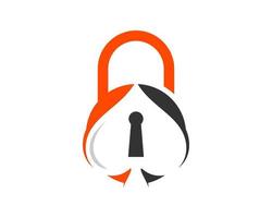 Abstract padlock with spade and key hole inside vector