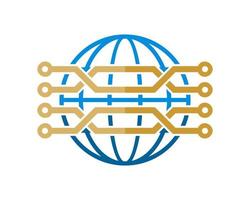 Abstract globe with circuit technology inside vector