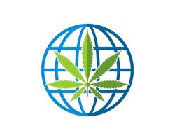 World globe with simple cannabis inside vector