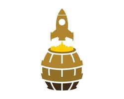 Honey barrel with rocket launch vector