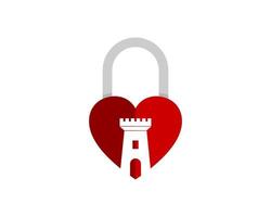Love padlock with simple fortress inside vector