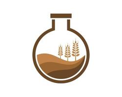 Simple bottle laboratory with wheat in the autumn farm vector