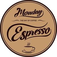 Vector illustration for The Day of Coffee with hand lettering. Suitable for greeting card, poster and banner.