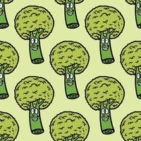 seamless pattern of broccoli character vector