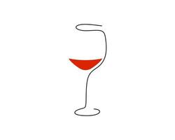 Continuous one single line of Red Wine Glass vector