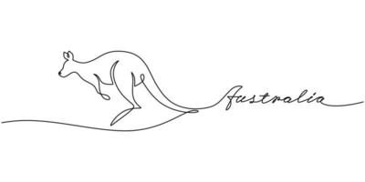 Continuous one single line of kangaroo with australia letter word vector