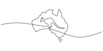 Continuous one single line of kangaroo in the middle australia island vector