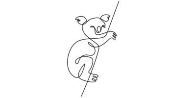 Continuous one single line of cute koala sleeping for australia day vector