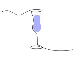 Continuous one single line of Cordial Glass vector