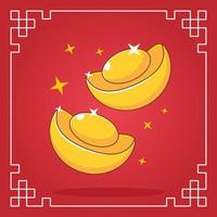 Ingots. Chinese gold. Happy New Year symbol atribute. flat cartoon design vector