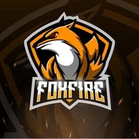 diseño de logotipo de esport de mascota de fuego de zorro vector