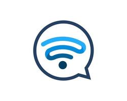 Chat de burbujas simple con símbolo wifi dentro vector