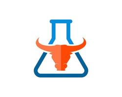 Triangle bottle laboratory with bull head inside vector