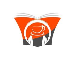 Abstract book with music headphone and coffee cup vector