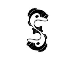 S Letter with jumping fish vector